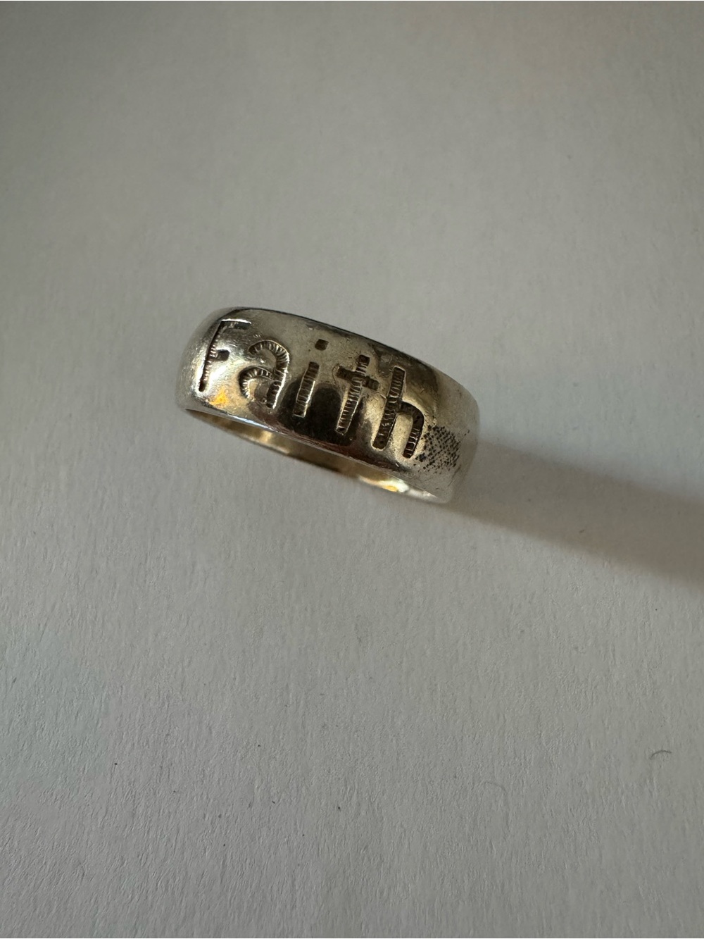 Vintage Silver Tone "Faith" Band Ring